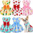 4 x 5 Pack Girl Dog Clothes Floral Summer Puppy Princess Bowknot Dog Dresses for Small Dogs Girl Clothes Cute Outfits for Boys Girls Pets Cats Dogs
