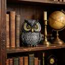 Owl Statue Home Decor, Small Figurines for Shelves, Office, Living Room, Decorative Gift for Owl Lovers (Sliver)