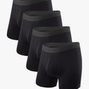 BAMBOO COOL Men's Underwear Boxer Briefs Fly with Built-in 3D Pouch Comfortable Cool Underwear for Men 4 Pack, XL
