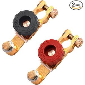 2Pcs Top Post Battery Disconnect Switch - Quick Disconnect Battery Cut Off Switch for Car Truck Marine RV and Electrical Equipment - 12V/125A - Red & Black