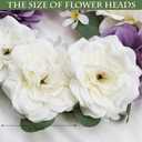 Artificial Silk Roses Flower Heads for Wedding Decorations - 50 Pieces Realistic Bulk Faux Floral for DIY Bridal Shower Arrangements Bridesmaid Bouquets Party Home Centerpieces - White