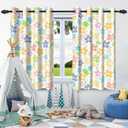 Blackout Curtains for Bedroom 42x63 Inch Cartoon Colorful Floral Patterned Spring Room Windows Curtains Darkening Living Room Kids Room Children Bedroom Grommet Curtains Kitchen Thermal Insulated 2 Panels