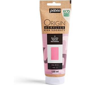 PEBEO Origin - Eco-designed High-viscosity Acrylic Paint - High Pigment Concentration for Intense Color and Excellent Lightfastness - 4.05 Fluid Ounces (120 ml) Tube - Bright Pink