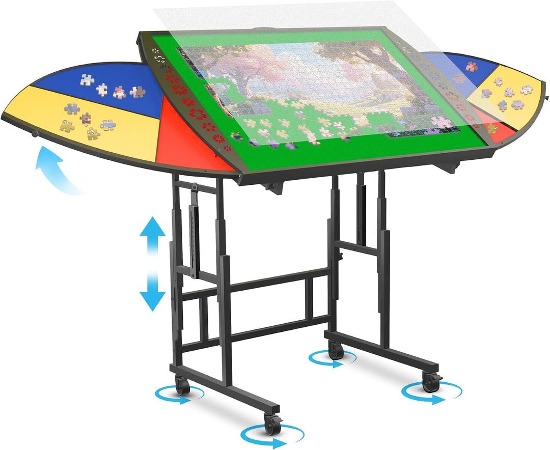 Xubialo 1500 Piece Puzzle Board with Drawers and Cover - Portable Metal Jigsaw Puzzle Tray with Drawers, Solve Station & Sturdy Table, Portable Outdoor Fun, Patio, Easter Birthday Gift Idea