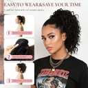 ZQIAN BEAUTY Clip on Ponytails for Women - 12 Inch Curly Black Ponytail Extension, Curly Pony Tails Hair Extensions, Synthetic Hair Extensions Ponytail, Natural Hair Pieces for Women (Color: Black)