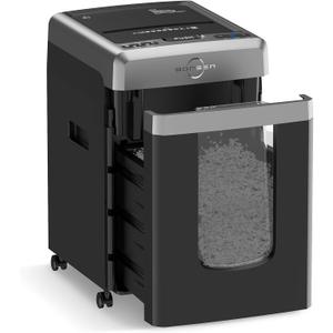 BONSEN 300-Sheet Auto Feed Micro-Cut 2-in-1 Paper Shredder for Office, 60-Mins Heavy Duty Shredder, P-4 High Security, 58dB Super Quiet, 8.1-Gal Pullout Bin, Casters, Black&Sliver (New Version)