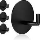 Rise age Adhesive Hooks Heavy Duty Waterproof in Shower Hooks for Hanging Loofah, Towels, Clothes, Robes for Bathroom Removable Adhesive Wall Hooks Door Hook Stainless Steel Black Stick on Hooks 4 Pcs