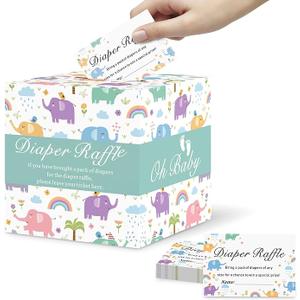 Diaper Raffle Box for Baby Shower Games,50 Diaper Raffle Tickets,Diaper Raffle Sign,Raffle Prizes,Thick Cardboard (Blue)