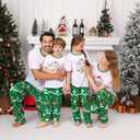 Christmas Pajamas for Family Matching Holiday PJ's Jammies Sets with Short Sleeve Tee and Pants Sleepwear Loungewear (White, M)
