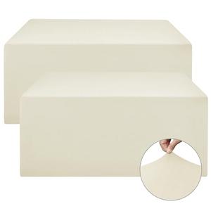 Nasitos Spandex Fitted Table Clothes, 2 Pack - 48 x 24 Inch - Beige Rectangle Tablecloths for 4 Foot Tables, Fabric Cover Protector for Folding, Parties, Craft Show, Trade Show