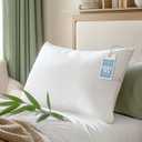 Hypoallergenic Bamboo Viscose Soft Pillow with Down Alternative Filling, Standard/Queen Size, Breathable Luxury Hotel Quality for All Sleeper, Oeko-Tex Certified, Machine Washable (Queen (Pack of 1))