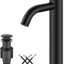Aolemi Matte Black Vessel Sink Faucet Bathroom Faucet Tall Stainless Steel Bathroom Sink Faucet Single Handle One Hole Round Body with Pop up Drain Basin Bowl Vanity Lavatory Mixer Tap