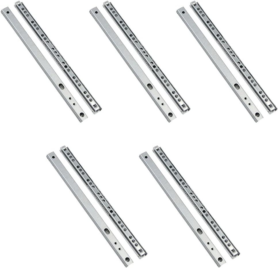 ETOPARS 5 Pairs 14" Heavy Duty 17mm Drawer Runners Slide Slides Ball Bearing Grooved Steel Extension Sizes Kitchen Cabinet Desk Capacity Side Mount