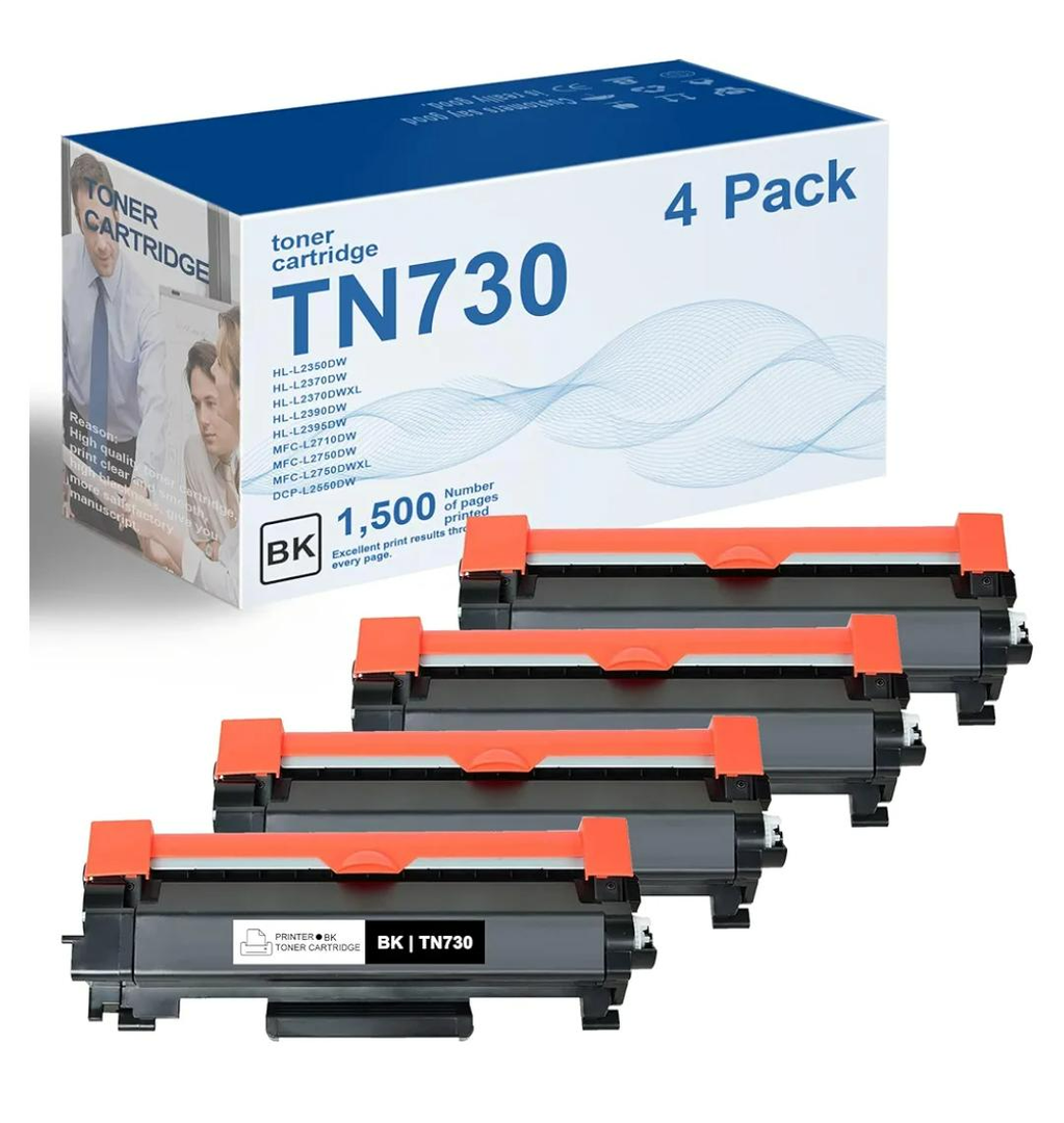 TN-730 TN730 Toner Cartridge Replacement for Brother TN 730 Toner for MFC-L2710DW DCP-L2550DW MFC-L2750DW HL-L2350DW HL-L2390DW HL-L2370DW HL-L2395DW Printer(4-Pack,Black), TN730-4PK