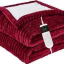 Heated Blanket Electric Throw, Soft Flannel Heating Blanket with 8 Hours Auto Off 10 Fast Heating Levels Machine Washable Sherpa Heated Blanket with Overheating Protection (Throw (50" x 60"), Red)