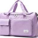 Travel Duffel Bag with Shoes Compartment Sports Gym Bag with Dry Wet Separated Pocket for Men and Women, Overnight Bag Weekender Bag Training Handbag Yoga Bag - Purple