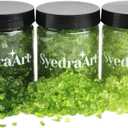 Syedra Crushed Glass for Crafts, 3-6mm Set of 3, Resin Art, Crushed Colored Pieces 1LB (Green)