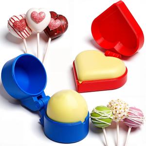 2 Pcs Round and Heart Cake Pop Mold Press Set, Valentine's Day Sphere and Heart Cake Pop Cutter and Pusher, Baking Tools Accessories for Home Baking, Birthday Parties, Wedding Desserts