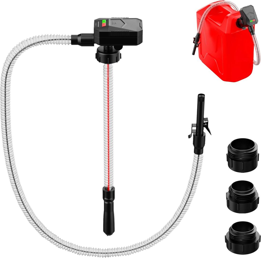 SOLALI 2026 Upgrade Automatic Battery Powered Gas Can Pump, 3.2GPM Battery Operated Gas & Fuel Transfer Pump with Auto Shut-Off Nozzle, 47 IN Long Hose with 3 Adapters for Gasoline, Diesel