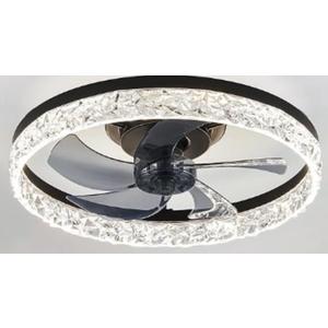 ZMISHIBO 19.7" Ceiling Fans with Lights, Low Profile Ceiling Fan and Remote, Flush Mount Ceiling Fans, Stepless Dimmable LED Light, Black Fixtures for Bedroom, Living Room