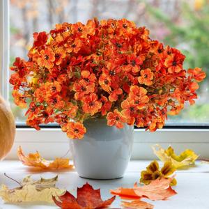 Artificial Fall Flowers Faux Mums for Outdoor Indoor Garden Home Decoration,12 Bundles Faux Silk Daisy UV Resistant Look Real No Fade for Front Door Porch Patio Yard Balcony Autumn Decor