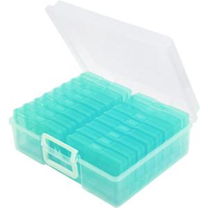 4" x 6" Photo Storage Case with Handle, 16 Inner Photo Organizer Keeper, Extra Large Storage Picture Boxes, Seed Storage, Transparent Craft Keeper (Green)