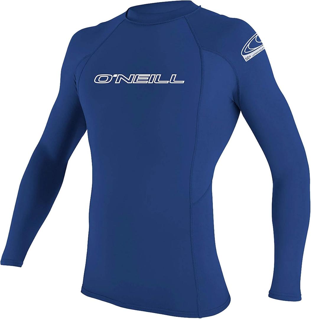 O'Neill Men's Basic Skins UPF 50+ Long Sleeve Rash Guard (Medium, Pacific)
