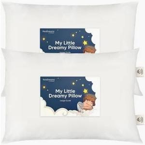 KeaBabies 2-Pack Toddler Pillow - Soft Organic Cotton Kids Pillows for Sleeping - 14X20 Travel Pillow for Kids Age 2-5 (Soft White)