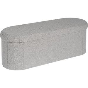 B FSOBEIIALEO Ottoman with Storage for Living Room, Sherpa Folding Storage Ottoman Foot Rest, 43.3 Inches Collapsible Bedroom Bench Grey (43.3"*15"*15")