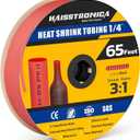 haisstronica 3:1 Heat Shrink Tubing, Shrink Ratio Adhesive Lined Marine Grade Heat Shrink Tube for Home, Automotive and Industrial (Red) 65FT 1/4inch