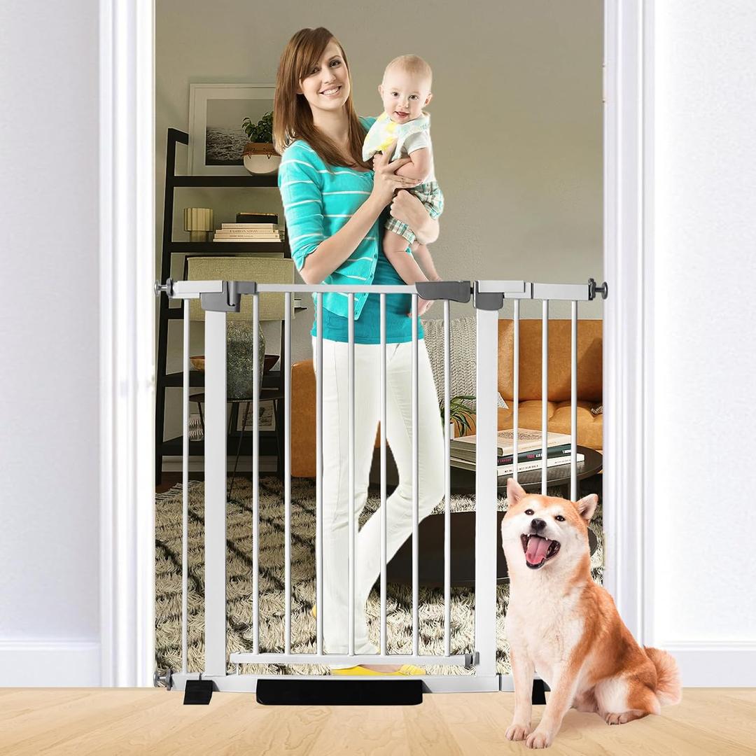 30 Inch Tall Baby Gate Auto Close Dog Gate Adjustable 29.92"-43.71" Wide Pressure Mounted Walk Through Swing Pet Gate for Doorways (29.92"-43.71" Wide)