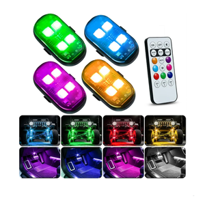 GSOWO Upgraded 4PCS Wireless LED Strobe Lights with Remote, 8 Colors Waterproof Anti-Collision Aircraft Strobe Light, USB-C charging Warning Light for Car Interior Motorcycle Drone Bike New Year