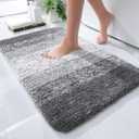 OLANLY Bathroom Rugs Mat 24x16, Extra Soft Absorbent Microfiber Bath Rugs, Rubber Backing, Quick Dry, Machine Washable Bath Mats for Bathroom Floor, Tub, Shower and Home Decor Accessories, Grey