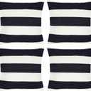 tiggell 4 Pack Waterproof Pillow Covers Outdoor Throw Pillowcases Decorative Garden Cushion Case for Home Garden Patio Couch Balcony Striped (16 * 16 inch, Black & White)