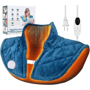 2.5 Lbs Weighted Heating Pad for Neck and Shoulders, Electric Heating Pad, 5 Heat Settings, 4 Auto-Off Timers, Ideal Gift for Mom, Dad, Soft Flannel Machine-Washable