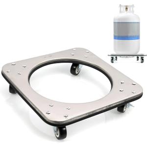 CNQLIS 304 Movable Propane Cylinder Base,Propane Tank Stand Dolly with Brake Wheel,5-30ib Gas Cylinder Fixed Shelf for Cylinder Consignment and Stationary Storage,Used to Carry Buckets