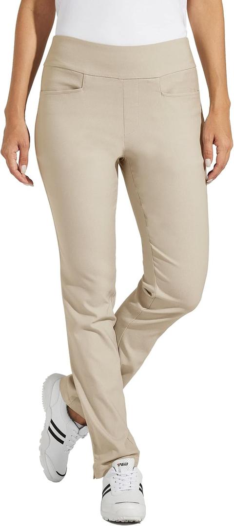 Willit Women's Golf Pants Stretch Casual Pull on Pants Quick Dry Hiking Pants (Medium, Khaki)