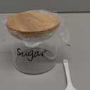 HAOTOP Clear Glass Sugar Bowl with Spoon and Silicone Sealing Lid, Farmhouse Kitchen Countertop Canisters, Container Jar Dispenser Holder for Kitchen,12 oz