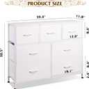 WLIVE 7 Drawer Dresser TV Stand, Dressers for Bedroom, Fabric Storage Tower, Hallway, Entryway, Closets, Sturdy Steel Frame, Wood Top, Easy Pull Handle, White