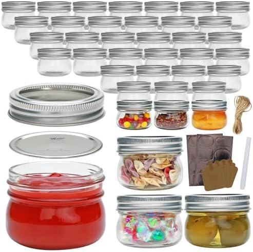 COMUDOT 36 Pack Mason Jars, 4 oz Food Storage Jars with Split-Type Metal lids, Glass Canning Jars for Jams, Overnight Oats, Candies, Honeys, Snacks,DIY Projects,Wedding/Party/Shower Favors