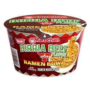 Maruchan Ramen Bowl, Birria Beef Flavor Japanese-Style Instant Noodle Soup, Microwaveable Easy Meal for Students & Busy Families 3.39 Oz. (6 Pack) (EXP 04/29/27)