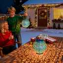 Go2garden Big Solar Outdoor Lanterns Waterproof, Gifts for Dad Mom Garden Yard Decor Lights for Patio,Balcony Party Ornaments, Birthday Mothers Day Gifts for Wife Grandma (1 Pack, Teal Blue)