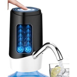 Water Dispenser Pump, USB Charging Automatic Drinking Water Pump for Mini Water Jug Dispenser Portable, Ideal for Home Kitchen Living Room Office Camping (Black-white)