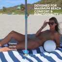 Handy Beach Picnic Blanket 7' X 7' Extra Large, Sandproof, Windproof, Waterproof, Hole for Beach Umbrella, Corner Sand Pockets, Full XL