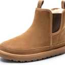 Bruno Marc Men's Winter Snow Boots FuzzyGo Rugged Suede Leather Cold Weather Warm Chelsea Outdoor Boots (12, Chesnut)