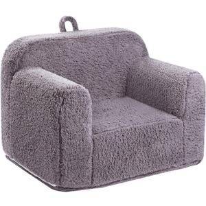 Kids Snuggly-Soft Sherpa Chair, Cuddly Toddler Foam Chair for Boys and Girls, Grey
