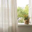 SUOUO Linen Textured Striped Semi-Sheer Curtains for Living Room 84 inches Long 2 Panels Rod Pocket Boho Light Filtering Window Drapes for Bedroom Dining