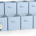 Sorbus 13 Inch Storage Bins - Sturdy Collapsible Fabric Storage Cubes with Handle - 8 Foldable Baskets for Organizing Clothes, Toys, Books - Storage Baskets for Shelves, Closets (Pastel Blue 8 Pack)
