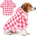 GreenJoy Plaid Dog Sweaters Hoodies Sweatshirts for Dogs Cats, Warm and Soft Cold Weater Coats for Christmas (Pink, Medium/Large)