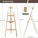 Adjustable Natural Pine Wooden Painting Basic Easel, Pine Art Easel Stand Hold up to 43'', Painting Canvas for Wedding Sign and Poster, Drawing for Adults, Begginners and Students-New Type, 23 Inches X 35 Inches X 56 Inches